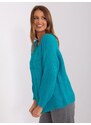 Fashionhunters Modrý dámský klasický svetr s dlouhým rukávem