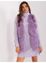 Fashionhunters Světle fialová kožešinová vesta s kapsami