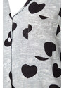 Trendyol Gray Heart Viscose Shirt-Pants Woven Pajamas Set