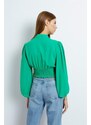 Lafaba Women's Green Crop Blouse