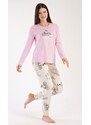 Vienetta Secret Dámské pyžamo dlouhé Dívka na kole - světle růžová