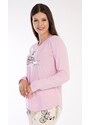 Vienetta Secret Dámské pyžamo dlouhé Dívka na kole - světle růžová