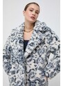 Kabát Guess dámský, béžová barva, přechodný, oversize