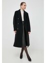 Vlněný kabát Beatrice B černá barva, přechodný, dvouřadový
