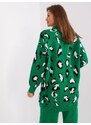 Fashionhunters Zelený volný cardigan se zvířecím vzorem