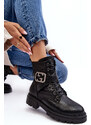 Kesi Černé kožené kotníkové boty Gennee Worker s řetízkem