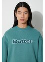 Mikina Butter Goods Cord Logo Crewneck Sweatshirt pánská, zelená barva, s aplikací, BGQ3232304