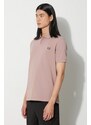 Bavlněné polo tričko Fred Perry růžová barva, s aplikací, M6000.S52