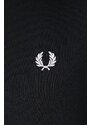 Bavlněné tričko Fred Perry černá barva, s aplikací, M1600.102