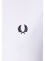 Bavlněné tričko Fred Perry bílá barva, s aplikací, M1588.100