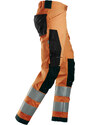 Snickers Workwear Reflexní kalhoty AllroundWork Stretch pracovní třída 2 oranžové vel. 44