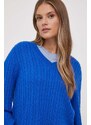 Vlněný svetr Tommy Hilfiger dámský, tyrkysová barva, lehký