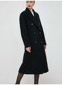 Vlněný kabát Beatrice B černá barva, přechodný, dvouřadový