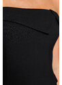 Trendyol Black Strapless Collar Detailed Woven Blouse