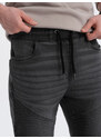 Ombre Clothing Pánské džínové kalhoty s prošíváním - grafitové V4 OM-PADJ-0113