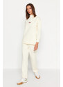 Trendyol Beige Diver/Scuba Knitted Tracksuit Set With Embroidery