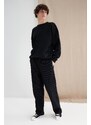 Trendyol Black Oversize/Wide-Fit Textured Label Detail Sweatpants