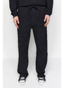 Trendyol Black Oversize/Wide-Fit Textured Label Detail Sweatpants