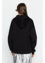 Trendyol Black Stones Print Oversize/Wide Fit Knitted Sweatshirt with Fleece Fleece