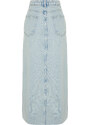 Trendyol Limited Edition Light Blue Asymmetrical Maxi Denim Skirt