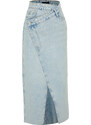 Trendyol Limited Edition Light Blue Asymmetrical Maxi Denim Skirt