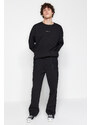 Trendyol Black More Sustainable Oversize/Wide-Fit Pocket Textured Sweatpants