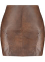 Trendyol Brown Premium High Quality Faux Leather Mini Woven Skirt