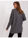 Fashionhunters Tmavě šedý dámský svetr s manžetou