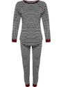 Trendyol Anthracite Multicolored Cotton Striped Tshirt-Jogger Knitted Pajama Set