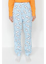 Trendyol Orange 100% Cotton Cloud Pattern T-shirt-Jogger Knitted Pajamas Set