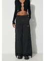 Kalhoty s příměsí lnu Heron Preston Vintage Wash Canvas Cargo černá barva, kapsáče, high waist, HWCF008F23FAB0011000