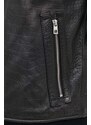 Kožená bunda bomber Michael Kors pánská, černá barva, přechodná