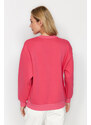 Trendyol Pink Slogan Printed Regular/Normal Fit Crew Neck Knitted Sweatshirt