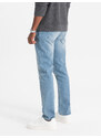 Ombre Clothing Pánské džínové kalhoty STRAIGHT LEG - světle modré V2 OM-PADP-0133