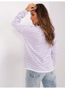 Fashionhunters Bílý a světle fialový oversize svetr s vlnou