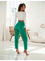FASARDI Elegantní zelené kalhoty se šipkami