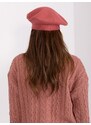 Fashionhunters Zaprášený růžový dámský baret s aplikacemi