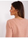 Fashionhunters Světle růžový klasický svetr s výstřihem