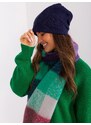 Fashionhunters Námořnická modrá zimní čepice s aplikací