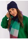 Fashionhunters Námořnická modrá zimní čepice s aplikací