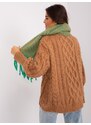 Fashionhunters Dámský šátek se zeleným a velbloudím vzorem