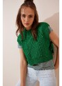 Happiness İstanbul Dámský zelený rolák pletený svetr