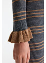 Trendyol Antracitové mini rolákové pletené šaty
