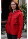 River Club Women's Red Hooded Inner Lined Water And Windproof Coat.