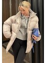 Madmext Gray Basic Oversize Women's Down Jacket