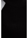 Trendyol černý tylový rukáv s detailním pleteným svetrem