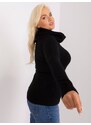 Fashionhunters Černý dámský svetr plus size s viskózou