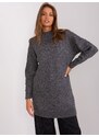 Fashionhunters Tmavě šedý dlouhý oversize svetr s rolákem