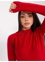 Fashionhunters Červený vypasovaný svetr s rolákem