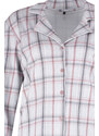 Trendyol Gray Multi Color 100% Cotton Brushed Plaid Shirt-Pants Knitted Pajamas Set